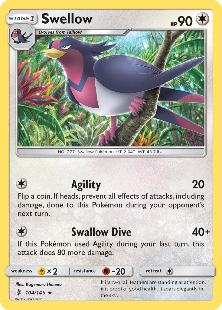 Swellow (104/145) [Sun & Moon: Guardians Rising] | The Time Vault CA