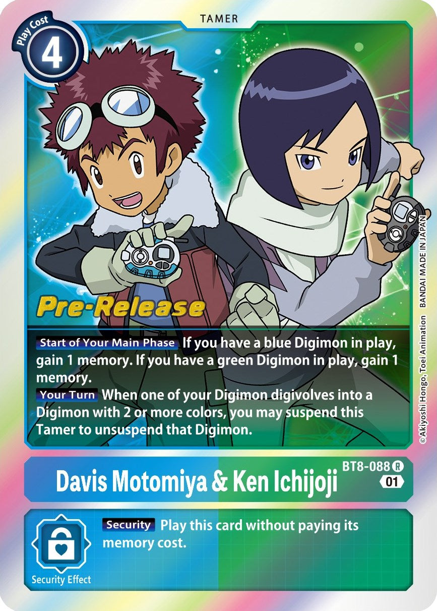 Davis Motomiya & Ken Ichijoji [BT8-088] [New Awakening Pre-Release Cards] | The Time Vault CA