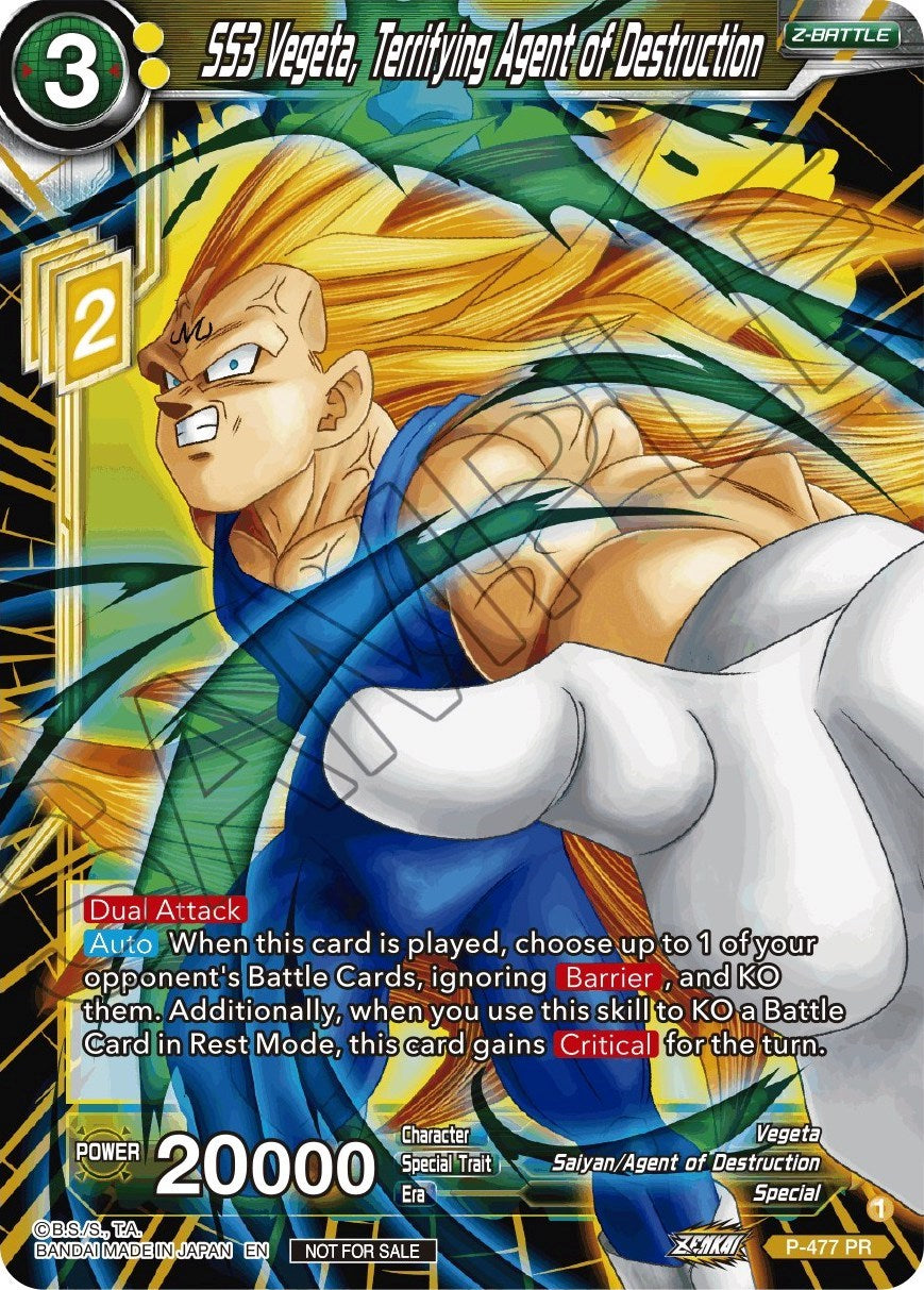 SS3 Vegeta, Terrifying Agent of Destruction (Silver Foil) (P-477) [Tournament Promotion Cards] | The Time Vault CA