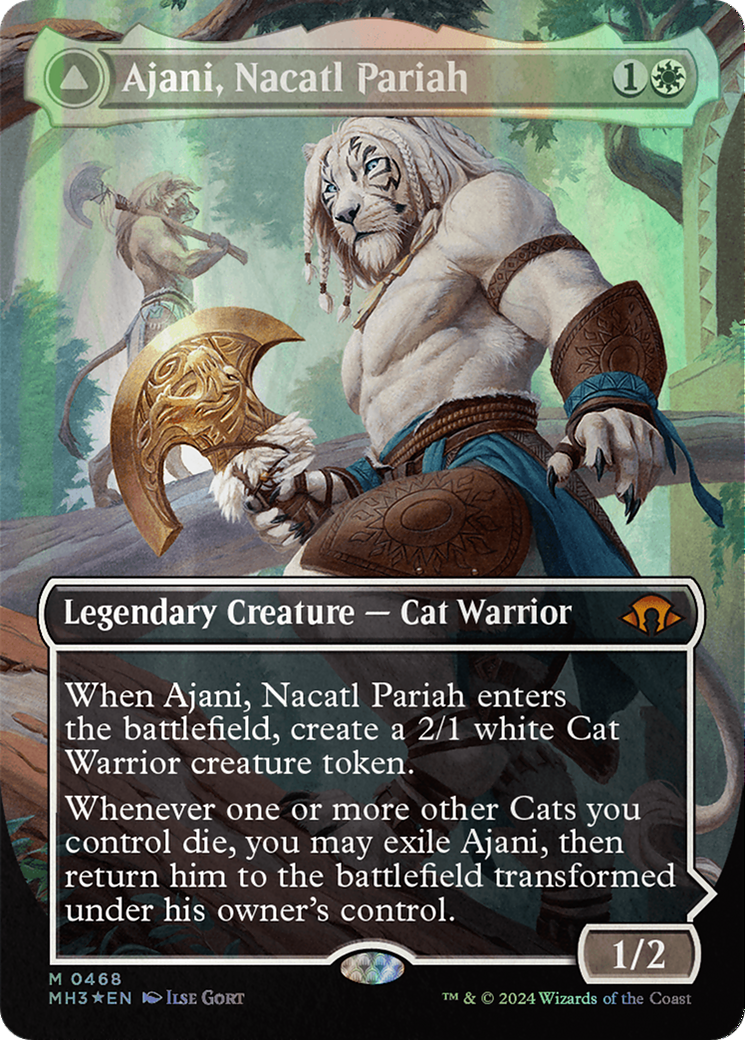 Ajani, Nacatl Pariah // Ajani, Nacatl Avenger (Borderless) (Textured Foil) [Modern Horizons 3] | The Time Vault CA