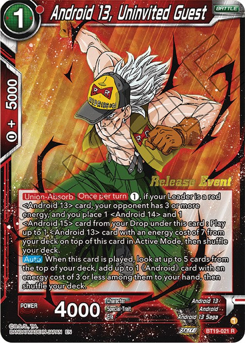 Android 13, Uninvited Guest (Fighter's Ambition Holiday Pack) (BT19-021) [Tournament Promotion Cards] | The Time Vault CA