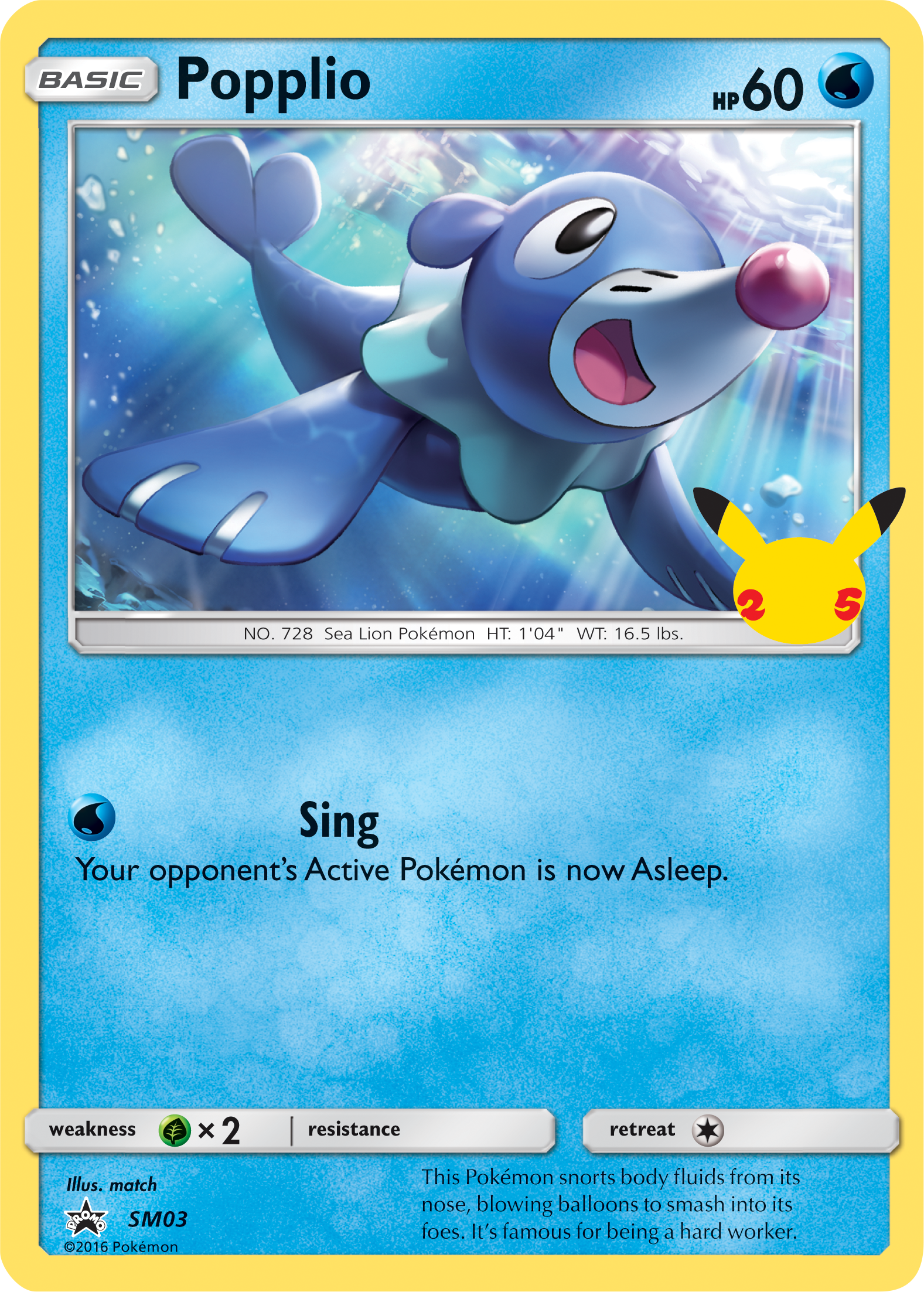 Popplio (SM03) (Jumbo Card) [First Partner Pack] | The Time Vault CA