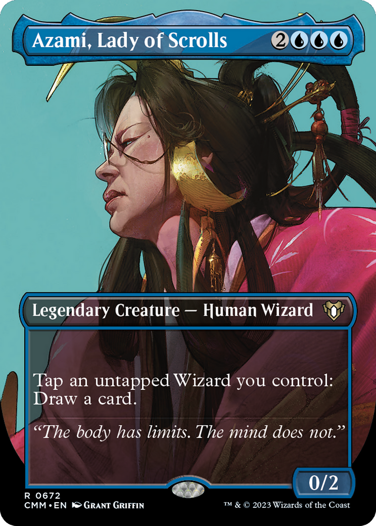 Azami, Lady of Scrolls (Borderless Profile) [Commander Masters] | The Time Vault CA