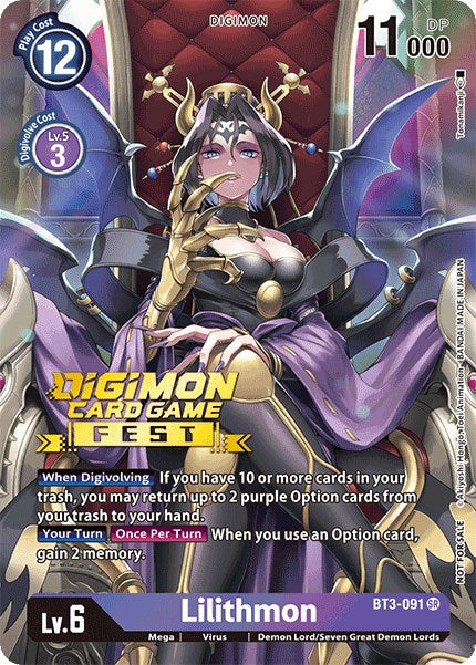 Lilithmon [BT3-091] (Digimon Card Game Fest 2022) [Release Special Booster Promos] | The Time Vault CA