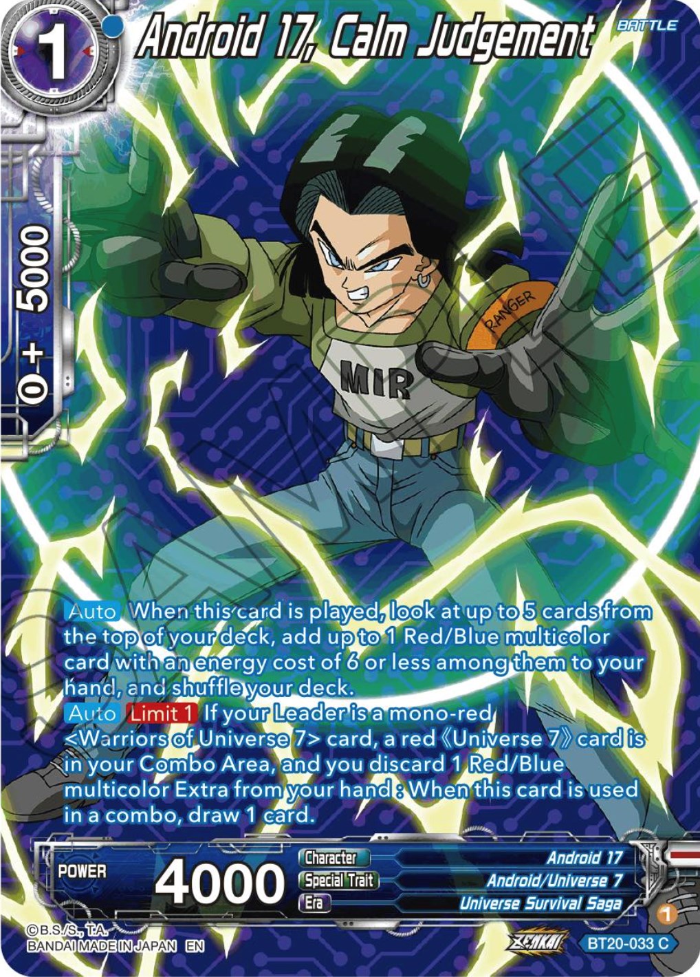 Android 17, Calm Judgement (Silver Foil) (BT20-033) [Power Absorbed] | The Time Vault CA