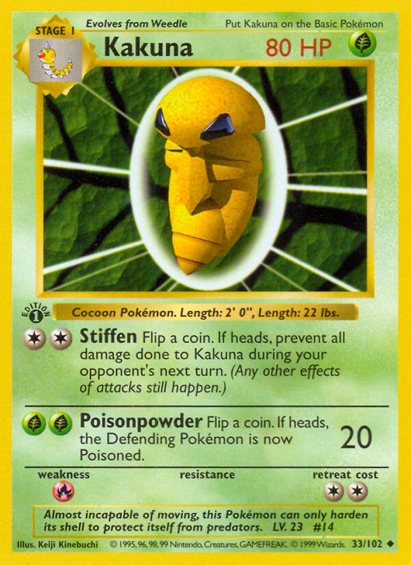 Kakuna (33/102) (Shadowless) [Base Set 1st Edition] | The Time Vault CA