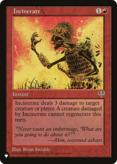 Incinerate [The List Reprints] | The Time Vault CA