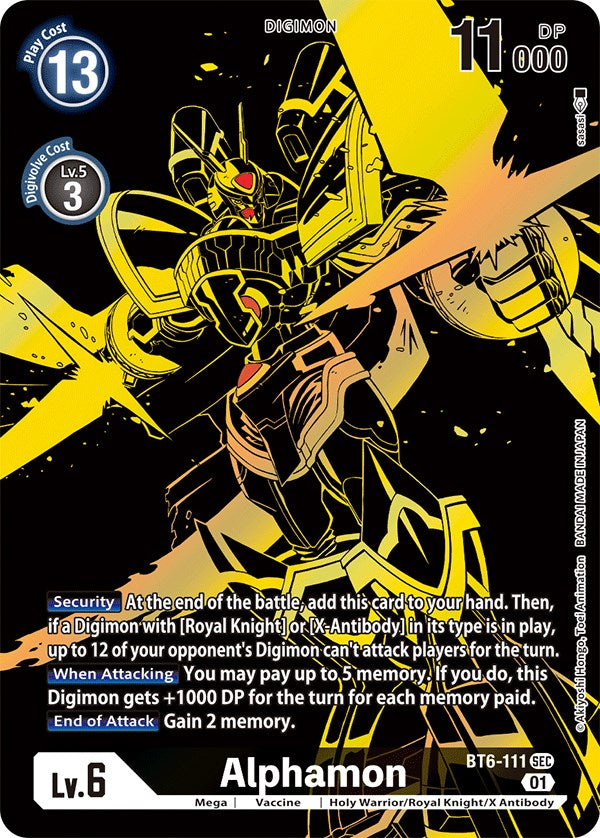 Alphamon [BT6-111] (Alternate Art) (Gold) [Double Diamond Promos] | The Time Vault CA