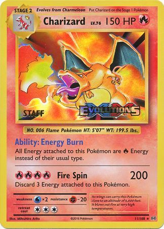 Charizard (11/108) (XY Evolutions Staff Prerelease) [XY: Black Star Promos] | The Time Vault CA