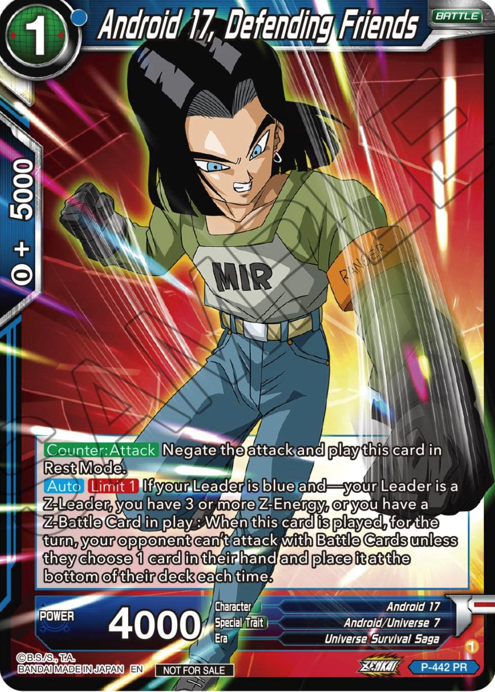 Android 17, Defending Friends (Zenkai Series Tournament Pack Vol.2) (P-442) [Tournament Promotion Cards] | The Time Vault CA