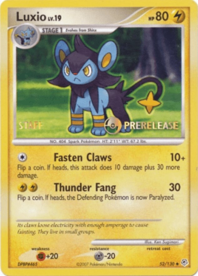 Luxio (52/130) (Prerelease Promo Staff) [Nintendo: Black Star Promos] | The Time Vault CA