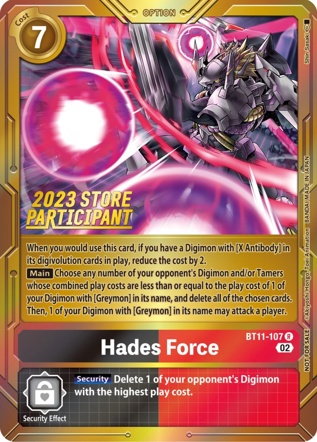 Hades Force [BT11-107] (2023 Store Participant) [Dimensional Phase Promos] | The Time Vault CA