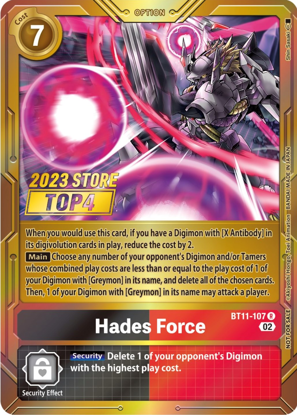 Hades Force [BT11-107] (2023 Store Top 4) [Dimensional Phase Promos] | The Time Vault CA