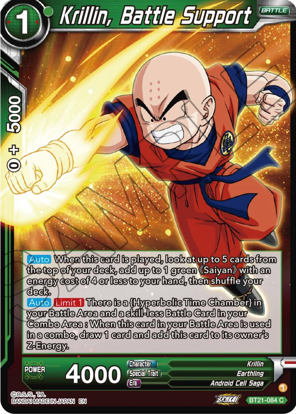 Krillin, Battle Support (BT21-084) [Wild Resurgence] | The Time Vault CA