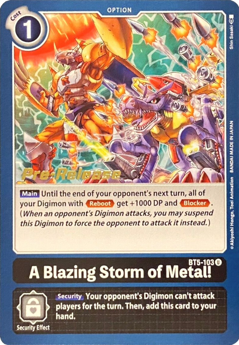 A Blazing Storm of Metal! [BT5-103] [Battle of Omni Pre-Release Promos] | The Time Vault CA