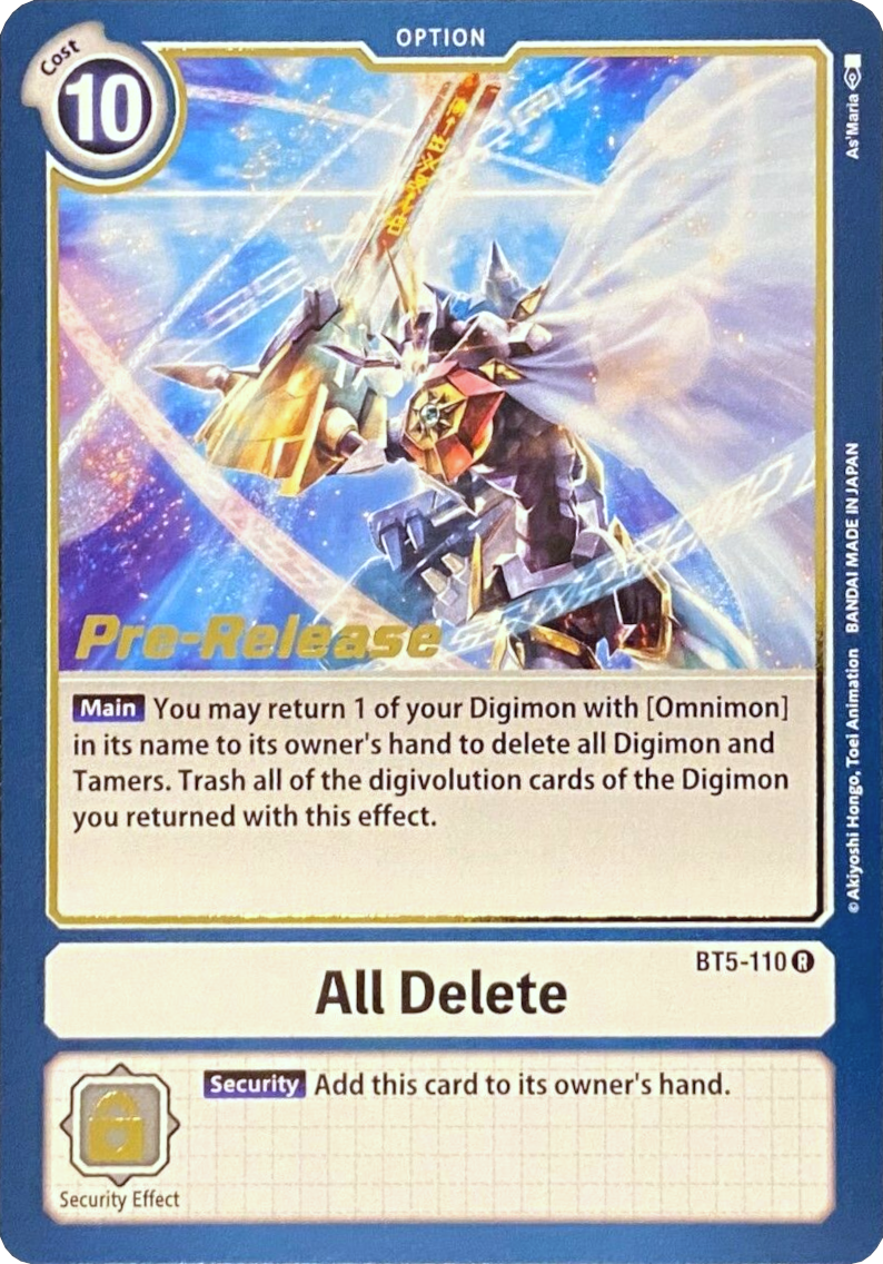 All Delete [BT5-110] [Battle of Omni Pre-Release Promos] | The Time Vault CA