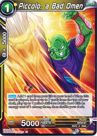 Piccolo, a Bad Omen (BT11-098) [Vermilion Bloodline] | The Time Vault CA