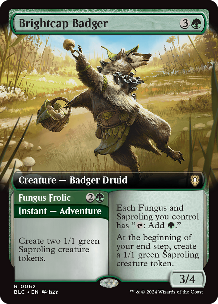 Brightcap Badger // Fungus Frolic (Extended Art) [Bloomburrow Commander] | The Time Vault CA