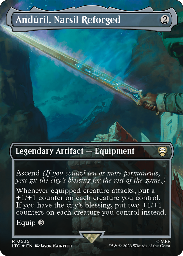 Anduril, Narsil Reforged (Borderless) (Surge Foil) [The Lord of the Rings: Tales of Middle-Earth Commander] | The Time Vault CA