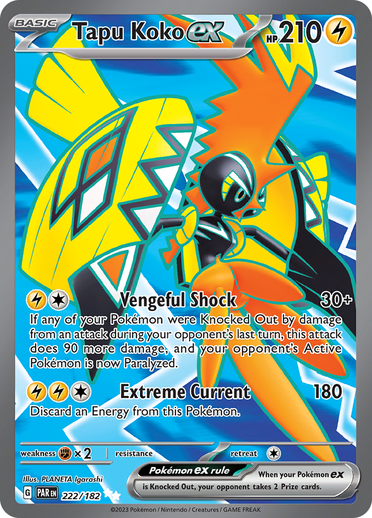 Tapu Koko ex (222/182) [Scarlet & Violet: Paradox Rift] | The Time Vault CA