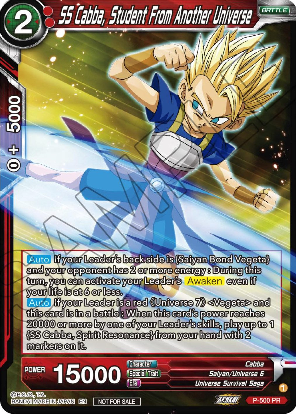 SS Cabba, Student From Another Universe (Zenkai Series Tournament Pack Vol.4) (P-500) [Tournament Promotion Cards] | The Time Vault CA