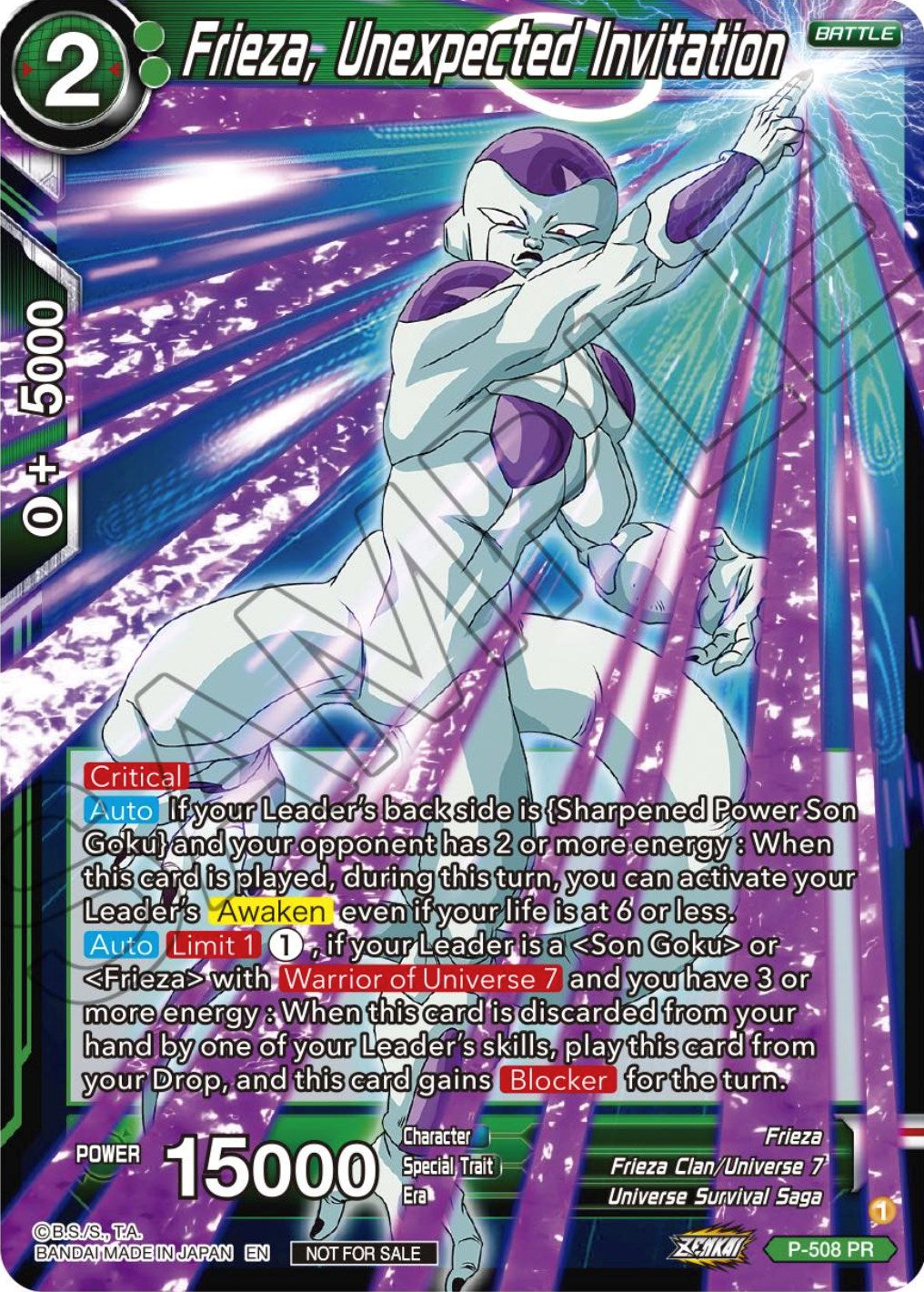 Frieza, Unexpected Invitation (Zenkai Series Tournament Pack Vol.4) (P-508) [Tournament Promotion Cards] | The Time Vault CA