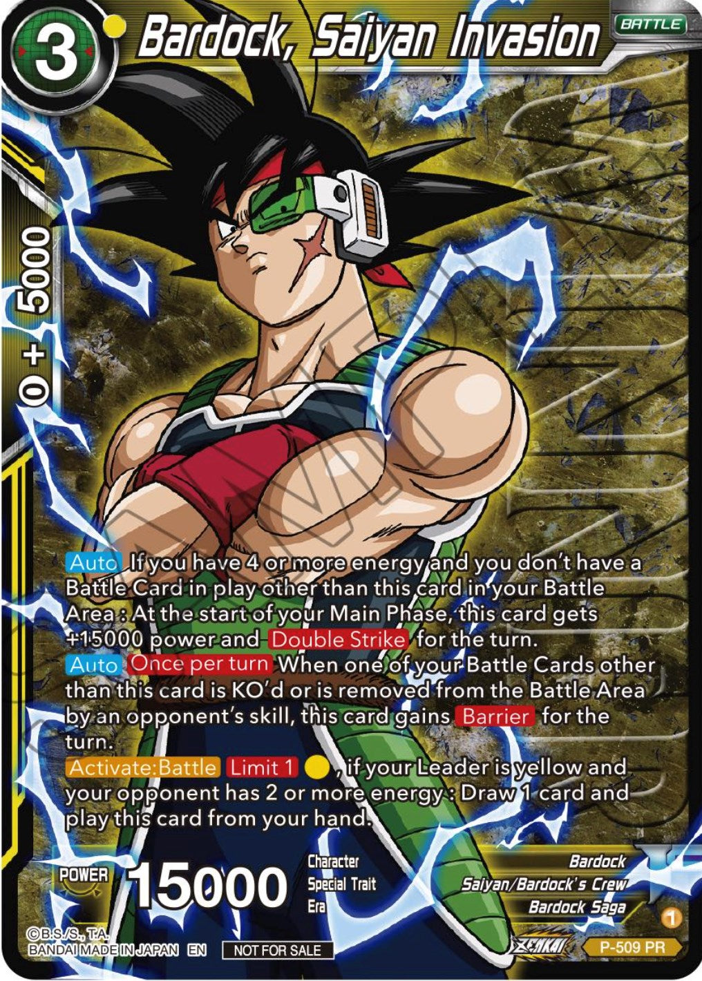 Bardock, Saiyan Invasion (Zenkai Series Tournament Pack Vol.4 Winner) (P-509) [Tournament Promotion Cards] | The Time Vault CA