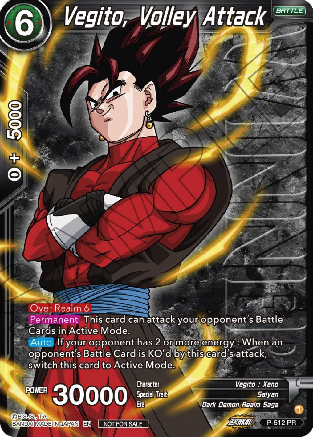 Vegito, Volley Attack (Zenkai Series Tournament Pack Vol.4 Winner) (P-512) [Tournament Promotion Cards] | The Time Vault CA