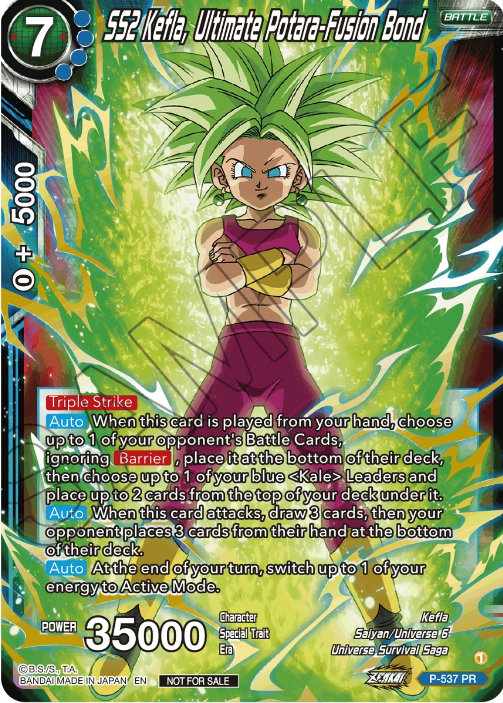 SS2 Kefla, Ultimate Potara-Fusion Bond (Championship Selection Pack 2023 Vol.2) (Gold-Stamped Silver Foil) (P-537) [Tournament Promotion Cards] | The Time Vault CA