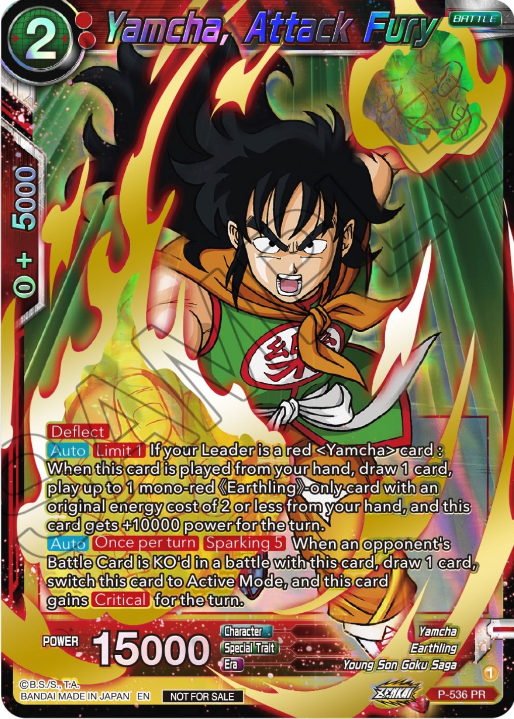 Yamcha, Attack Fury (Championship Selection Pack 2023 Vol.2) (Gold-Stamped Shatterfoil) (P-536) [Tournament Promotion Cards] | The Time Vault CA