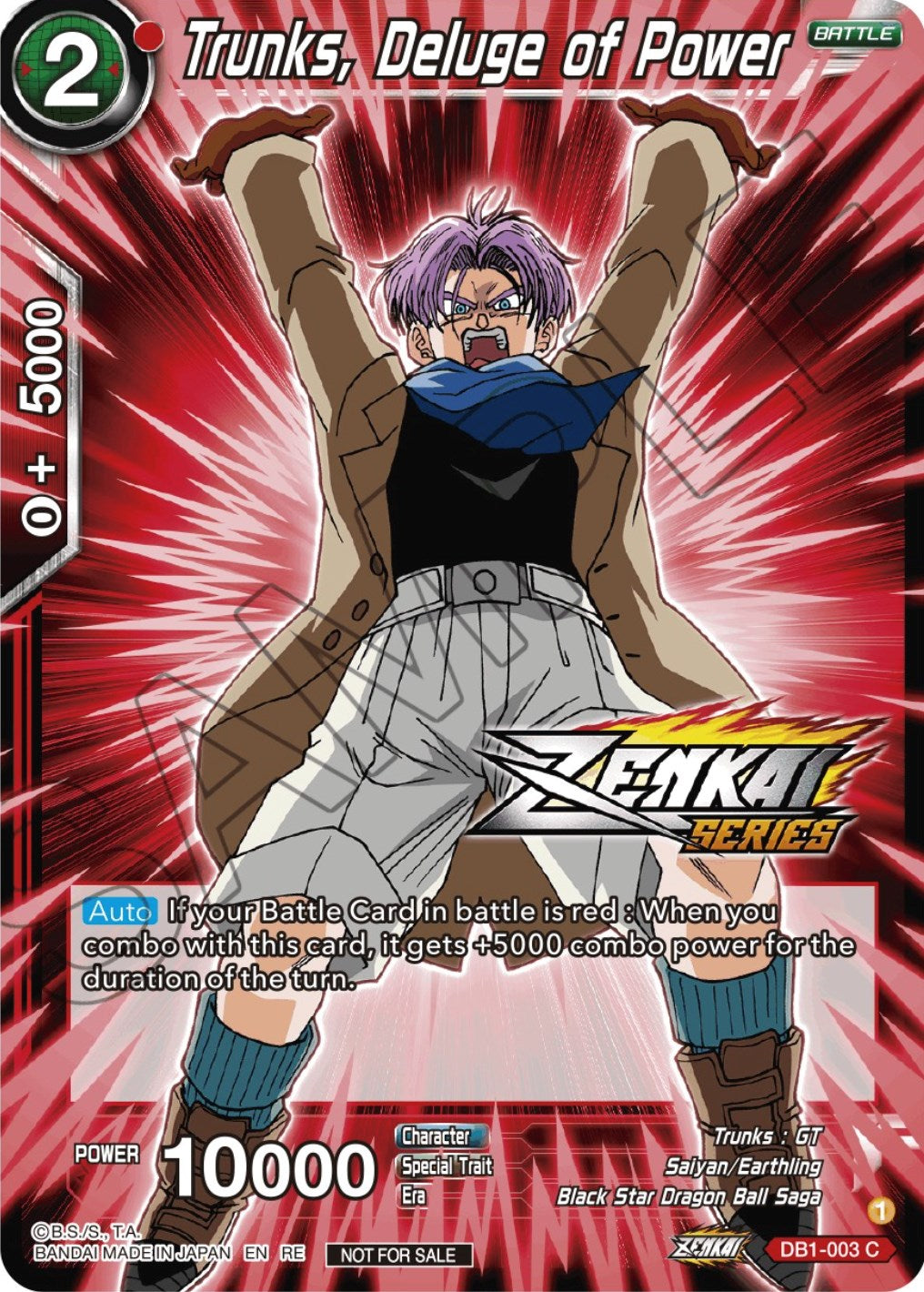 Trunks, Deluge of Power (Event Pack 12) (DB1-003) [Tournament Promotion Cards] | The Time Vault CA