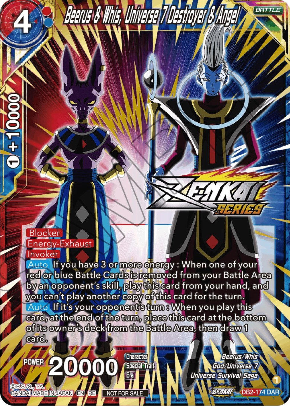 Beerus & Whis, Universe 7 Destroyer & Angel (Event Pack 12) (DB2-174) [Tournament Promotion Cards] | The Time Vault CA