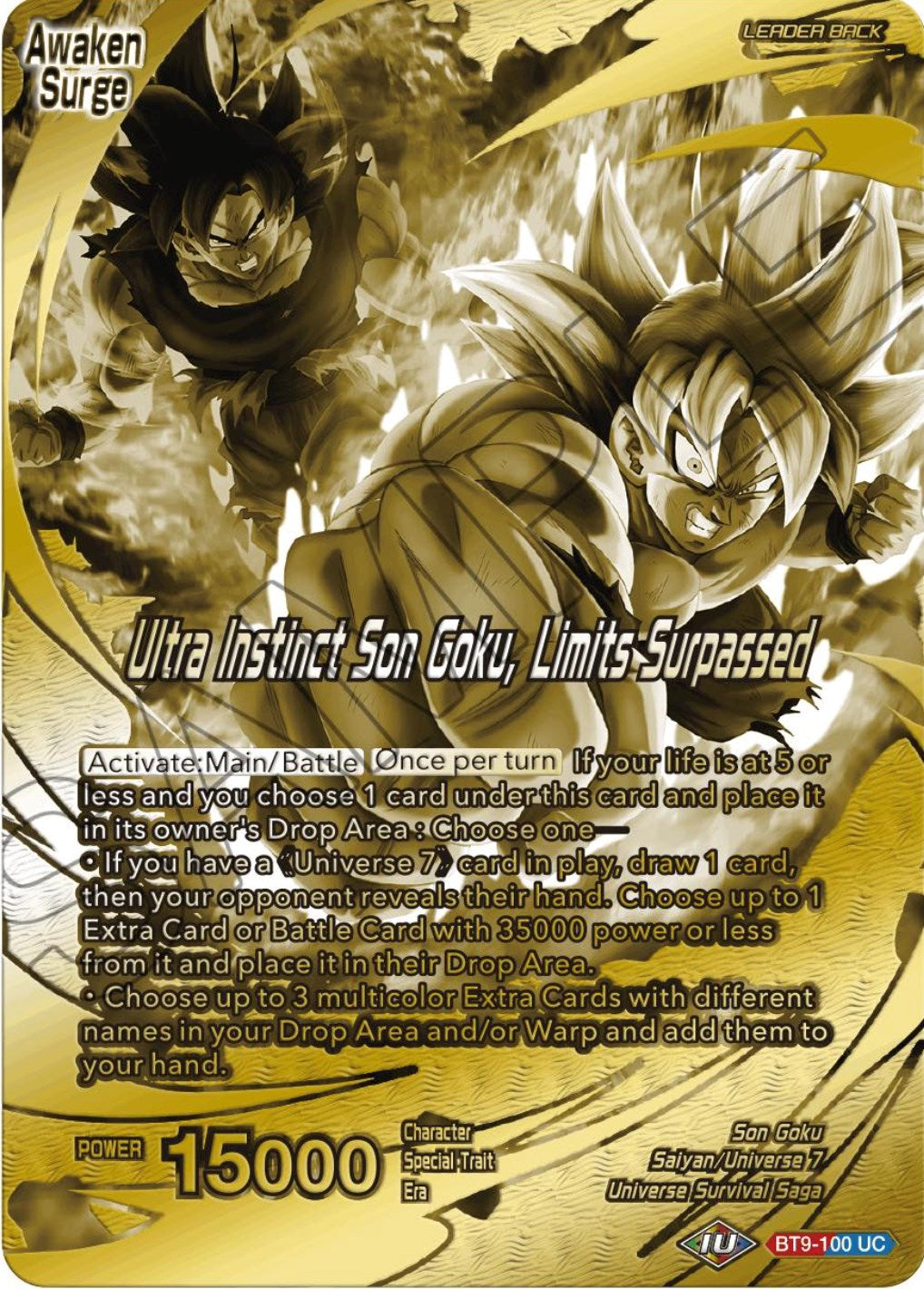 Son Goku // Ultra Instinct Son Goku, Limits Surpassed (Championship 2023 Golden Card Vol.2, Version 2) (BT9-100) [Tournament Promotion Cards] | The Time Vault CA