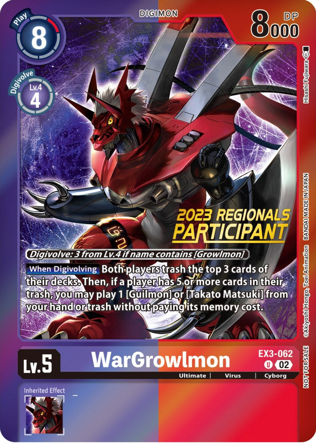 WarGrowlmon [EX3-062] (2023 Regionals Participant) [Draconic Roar Promos] | The Time Vault CA