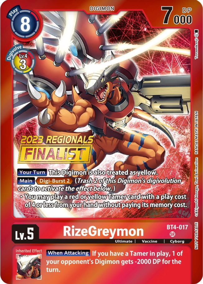 RizeGreymon [BT4-017] (2023 Regionals Finalist) [Great Legend Promos] | The Time Vault CA