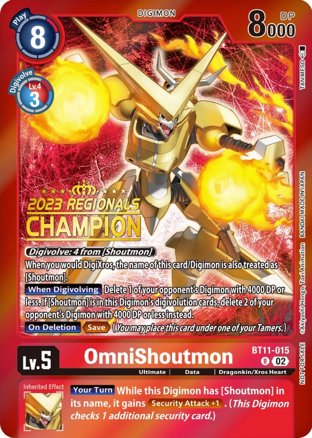 OmniShoutmon [BT11-015] (2023 Regionals Champion) [Dimensional Phase Promos] | The Time Vault CA