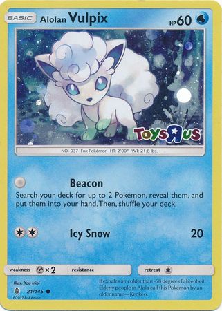 Alolan Vulpix (21/145) (Toys R Us Promo) [Sun & Moon: Guardians Rising] | The Time Vault CA