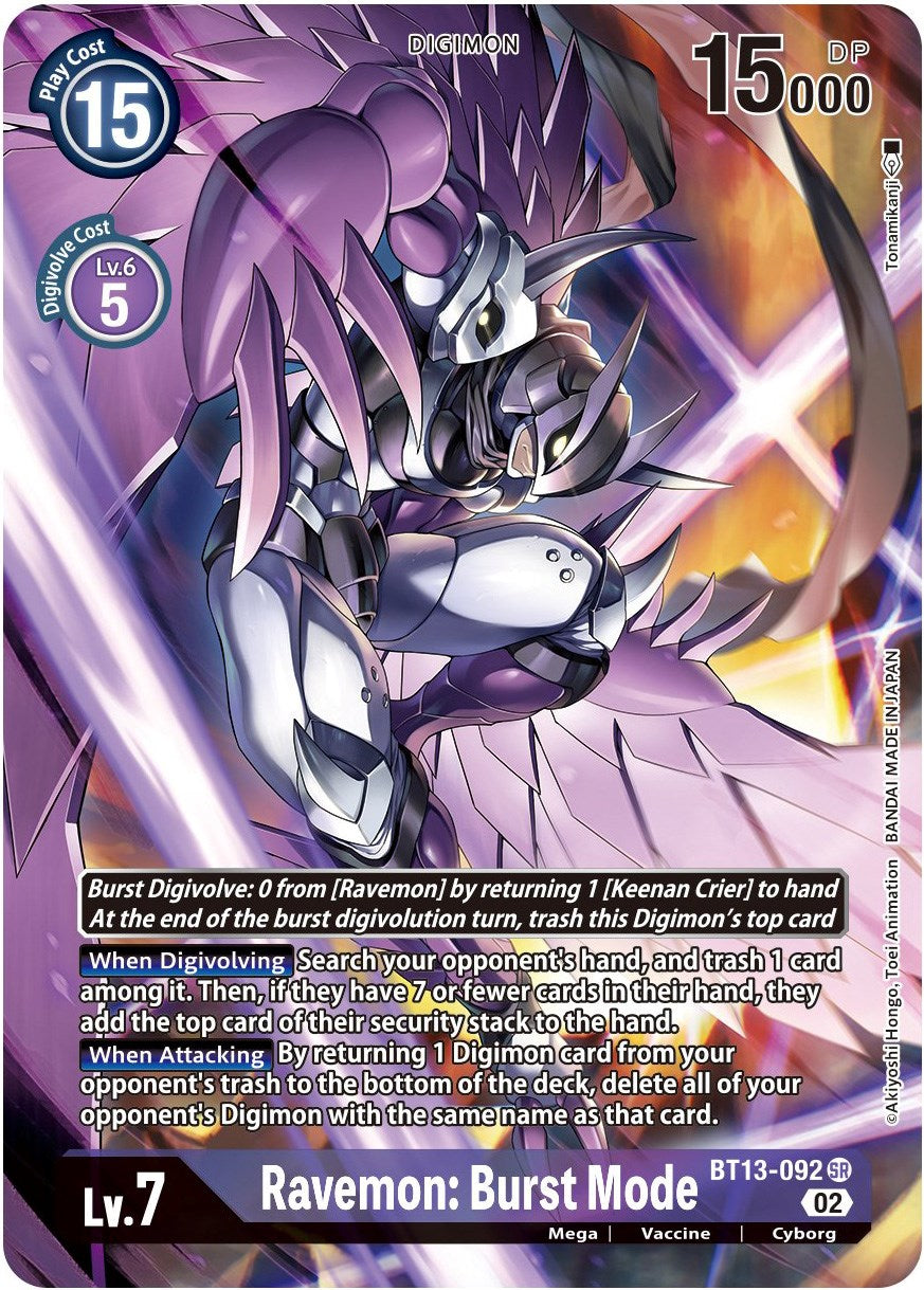 Ravemon: Burst Mode [BT13-092] (Alternate Art) [Versus Royal Knights Booster] | The Time Vault CA