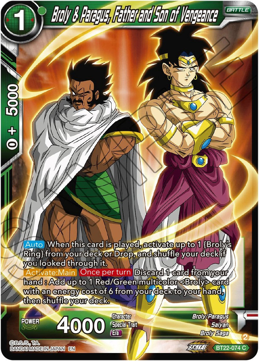 Broly & Paragus, Father and Son of Vengeance (BT22-074) [Critical Blow] | The Time Vault CA