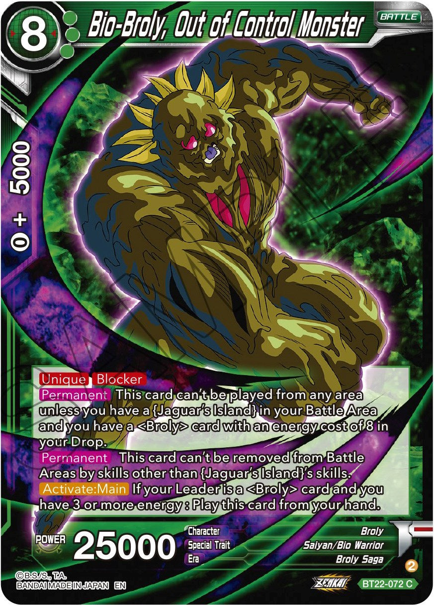 Bio-Broly, Out of Control Monster (BT22-072) [Critical Blow] | The Time Vault CA