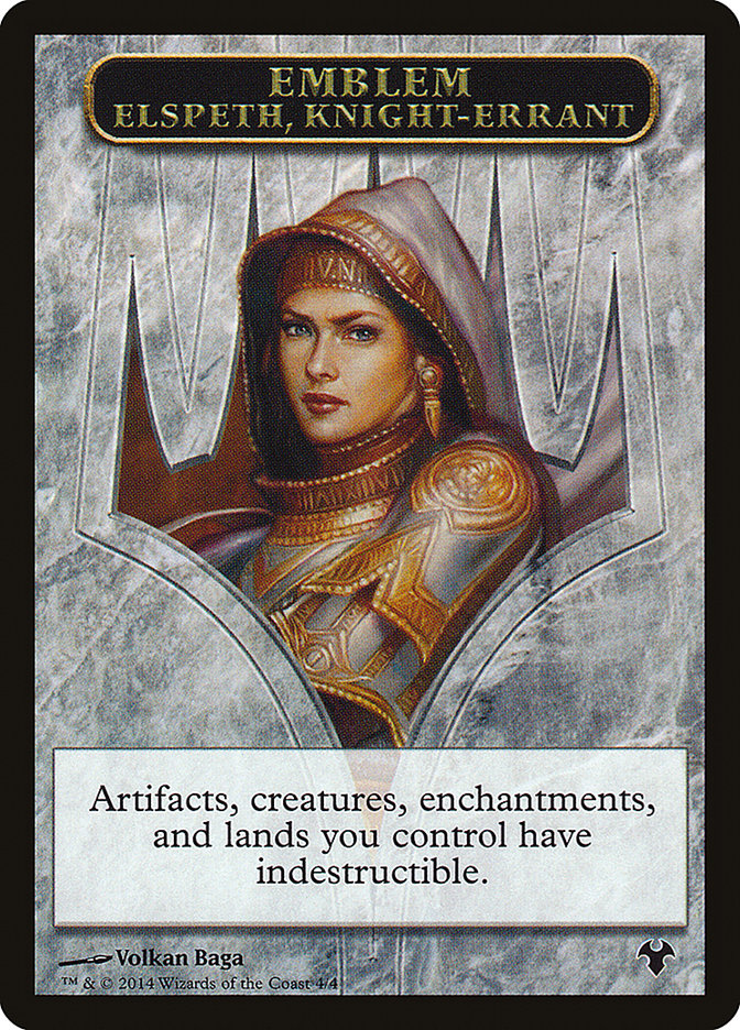 Emblem - Elspeth, Knight-Errant // Soldier Double-Sided Token [Modern Event Deck 2014 Tokens] | The Time Vault CA