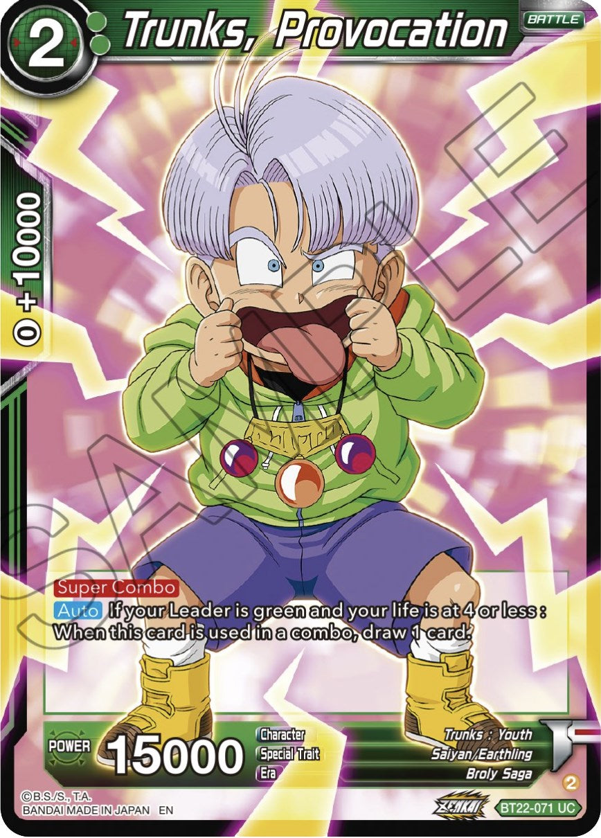 Trunks, Provocation (BT22-071) [Critical Blow] | The Time Vault CA