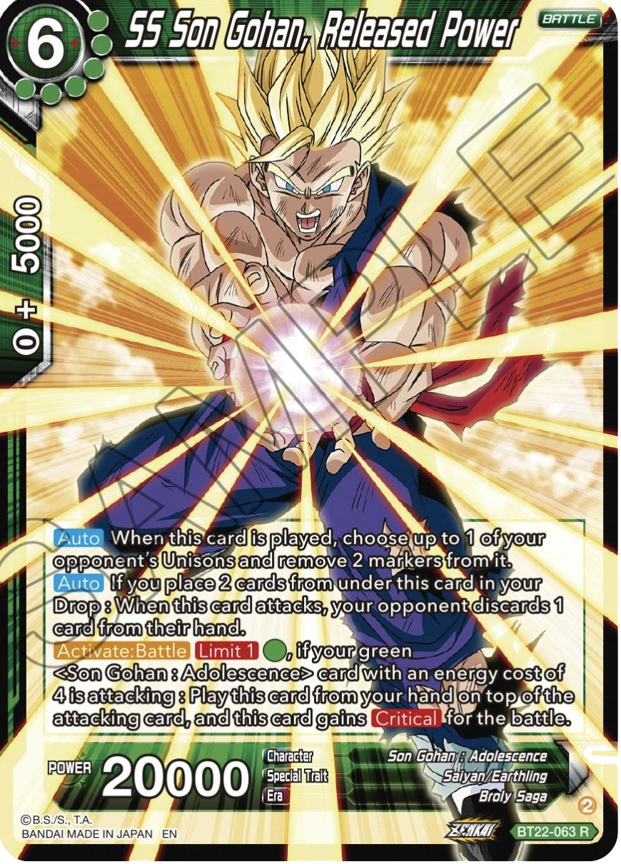 SS Son Gohan, Released Power (BT22-063) [Critical Blow] | The Time Vault CA