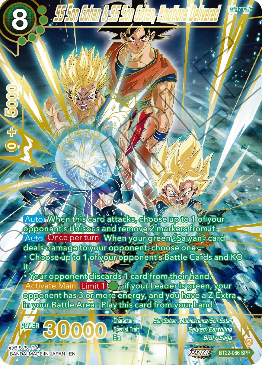 SS Son Gohan & SS Son Goten, Emotions Delivered (SPR) (BT22-066) [Critical Blow] | The Time Vault CA