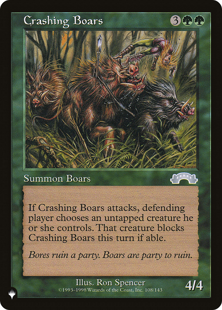 Crashing Boars [The List] | The Time Vault CA