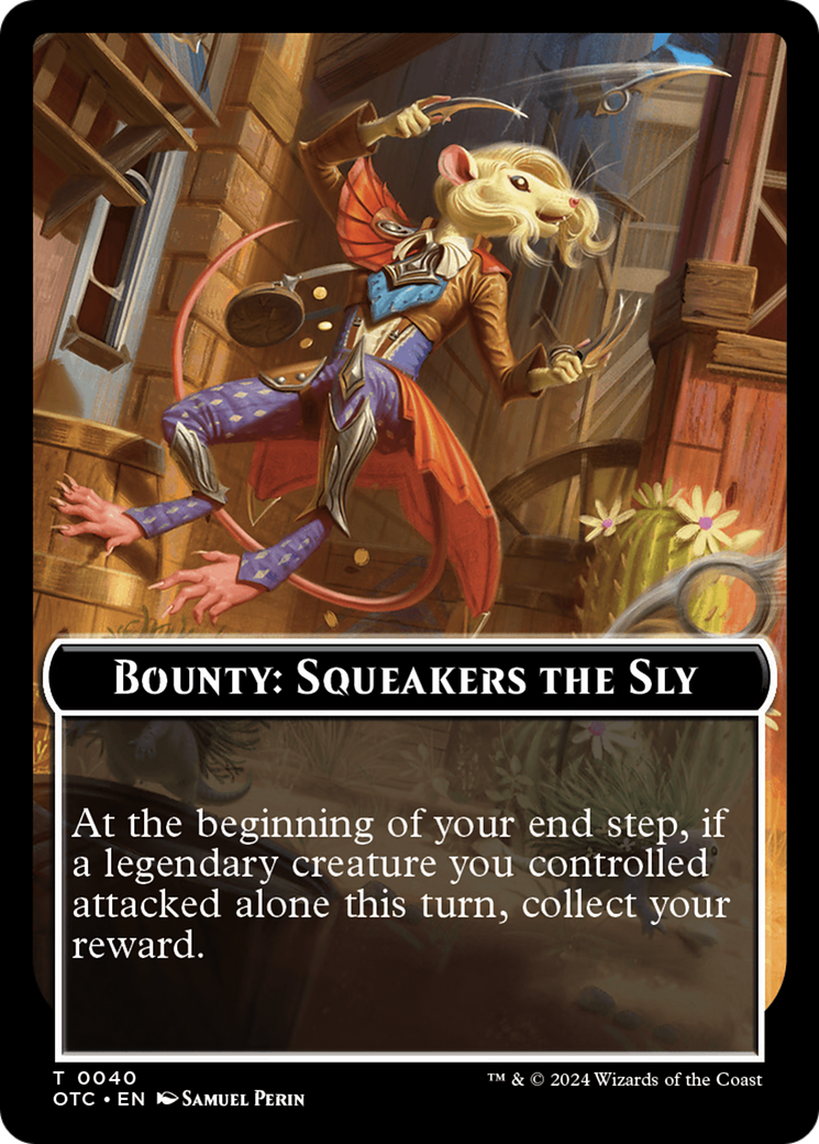 Bounty: Squeakers the Sly // Bounty Rules Double-Sided Token [Outlaws of Thunder Junction Commander Tokens] | The Time Vault CA