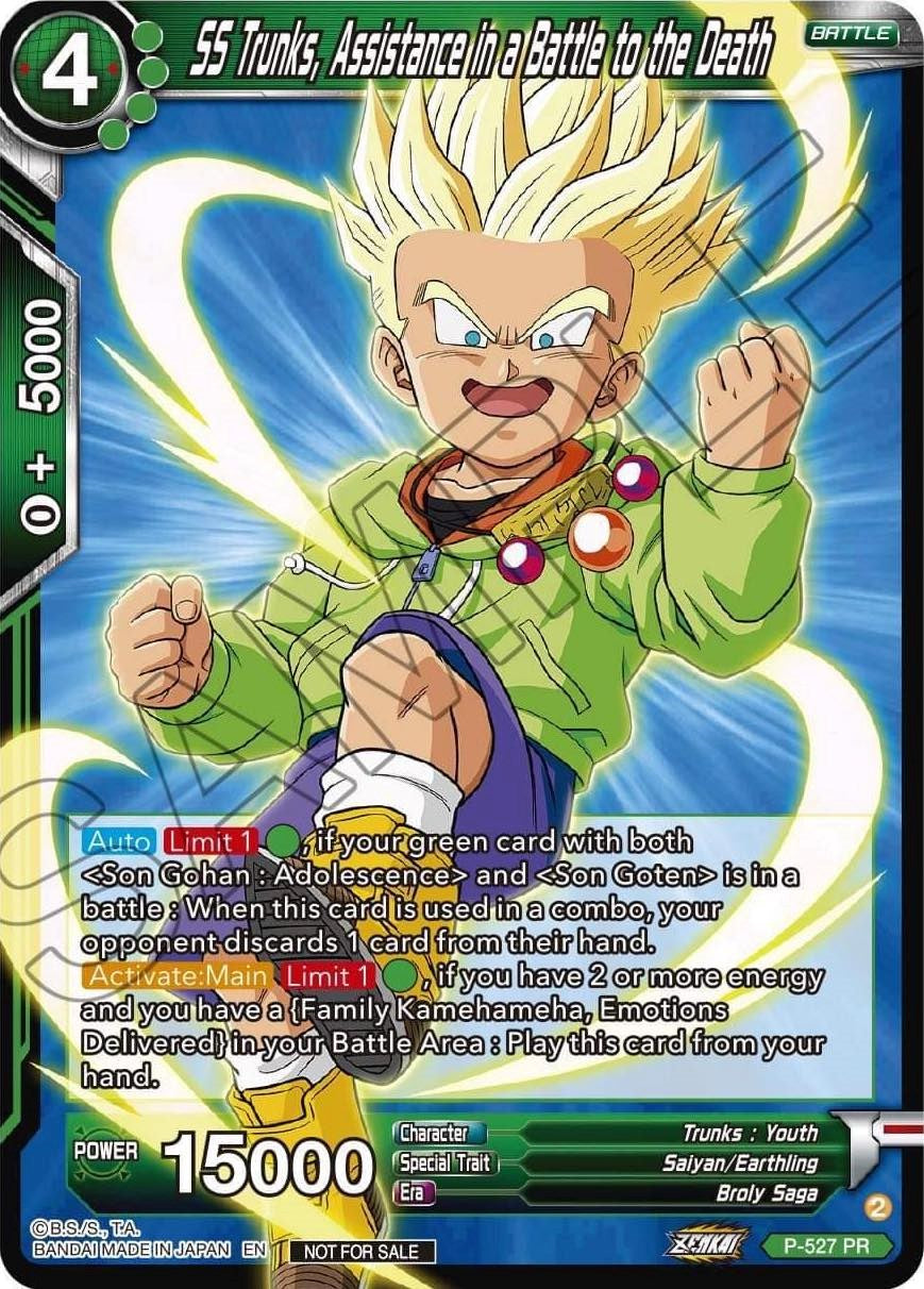SS Trunks, Assistance in a Battle to the Death (Zenkai Series Tournament Pack Vol.5) (P-527) [Tournament Promotion Cards] | The Time Vault CA