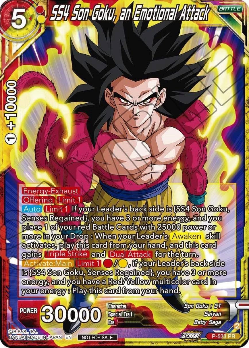 SS4, Son Goku, an Emotional Attack (Zenkai Series Tournament Pack Vol.5) (P-533) [Tournament Promotion Cards] | The Time Vault CA