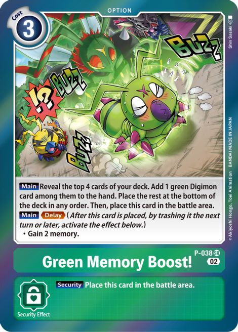 Green Memory Boost! [P-038] (Resurgence Booster) [Promotional Cards] | The Time Vault CA