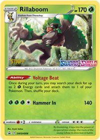 Rillaboom (SWSH006) (Staff Prerelease Promo) [Sword & Shield: Black Star Promos] | The Time Vault CA